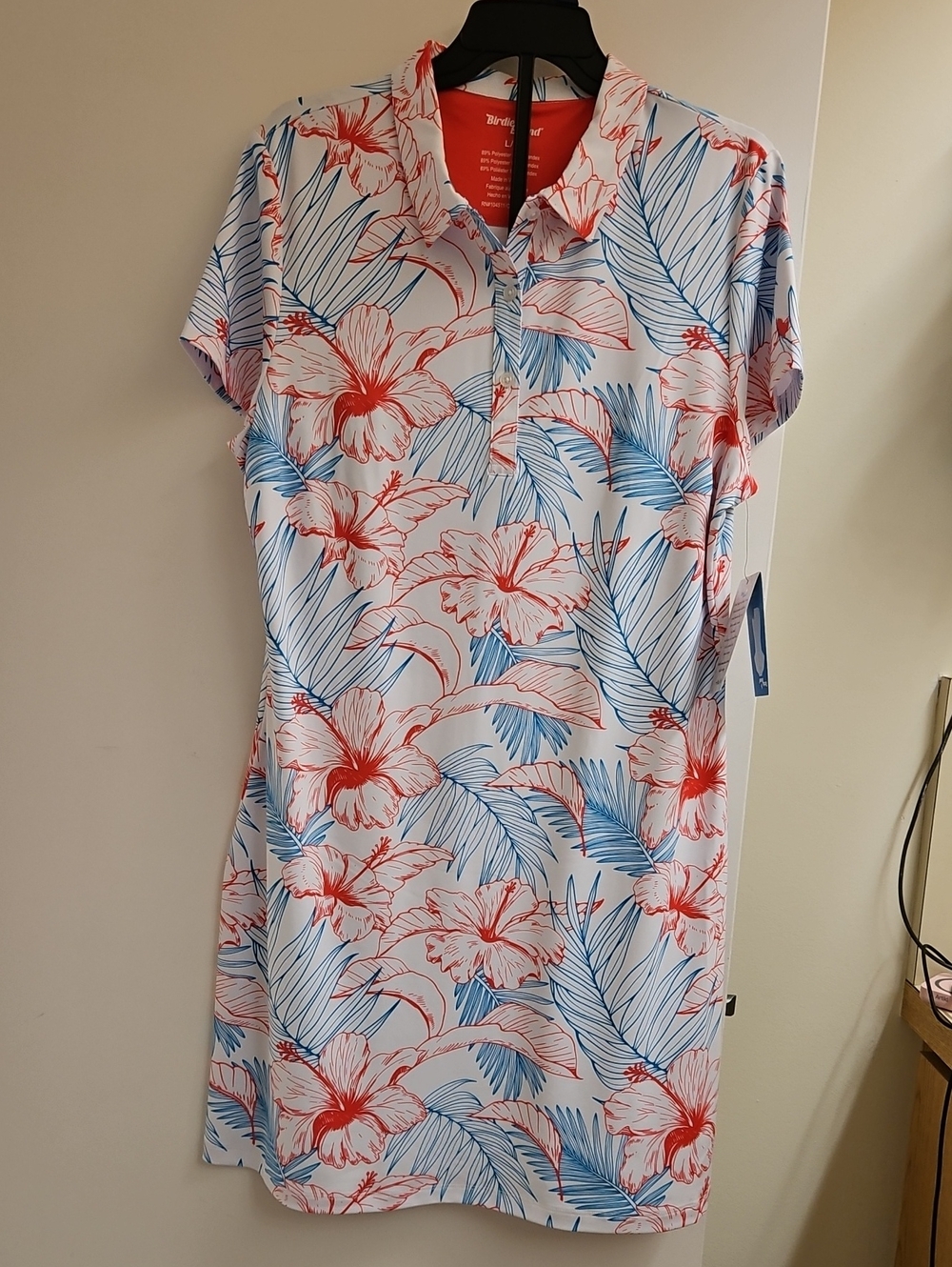 NWT Birdie Bound Women's Short Sleeve Active Golf Polo Dress With Bike Short, L